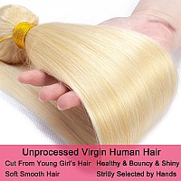 Seekomi 613 Human Hair 4 Bundles 14 16 18 20 Inch Brazilian 613 Straight Human Hair Bundles Virgin Blonde Human Hair Straight 4