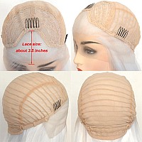 Bluple Long Straight Lace Front Wigs 1001 Platinum White Natural Heat Resistant Synthetic Hair Half Hand Tied Wigs For Cosplay