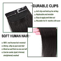 S-noilite Clip in Human Hair Extensions for Short Hair 1PCS 2 Clips Clip in Hairpieces For Women with Thinning Hair Add Hair Volume 17g 12Inch-Natural Black