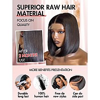 Larima 200 Density Short Bob Straight Wig Human Hair For Black Women Pre Plucked 4X4 Undetectable Hd Lace Closure Wigs Wear And