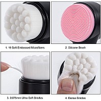 Beomeen Face Brush 2 In 1 Facial Cleansing Exfoliating Scrubber Brush Silicone Double Side Face Wash Scrub Brush With Super So