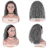 Aisaide Short Afro Kinky Curly Grey Headband Wigs For Black Womensynthetic Curly Headband Wig Afro Curly Wave Deep Wave Black H