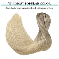 Doores Clip In Hair Extensions Balayage Ash Blonde To Golden Blonde And Platinum Blonde 14 Inch 120G 7Pcs Remy Human Hair Clip I