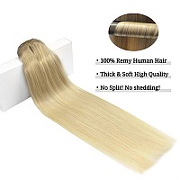 Doores Clip In Hair Extensions Balayage Ash Blonde To Golden Blonde And Platinum Blonde 14 Inch 120G 7Pcs Remy Human Hair Clip I