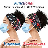 HoogaLife 4pcs Headbands With Buttons For Mask, Women's And Men's Turban Non-Slip Workout Headbands Hair Bands Protect Your Hair And Ears - Medical Set