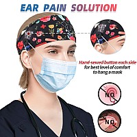 HoogaLife 4pcs Headbands With Buttons For Mask, Women's And Men's Turban Non-Slip Workout Headbands Hair Bands Protect Your Hair And Ears - Medical Set