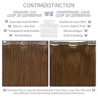 Lacer Hair Seamless Clip In Human Hair Extensions 9A Grade Virgin Hair Clip Ins With Invisible Tape Weft 4 Chocolate Brown Colo