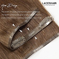 Lacer Hair Seamless Clip In Human Hair Extensions 9A Grade Virgin Hair Clip Ins With Invisible Tape Weft 4 Chocolate Brown Colo