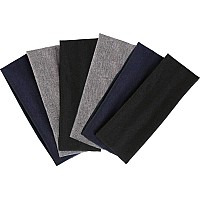 DERAYEE Black Headbands, 6 Pcs Fashion Hair Bands Stretch Elastic Yoga Headband for Women Men Girls Sports Headwraps Non Slip