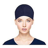 Fesciory Adjustable Working Caps With Button Sweatband Women Ponytail Pouch Hats Long Hair Navy