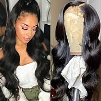 Larhali Ucrown Hair Body Wave 5X5 Transparent Lace Closure Wigs For Black Women Brazilian Unprocessed Virgin Human Hair Lace Fro