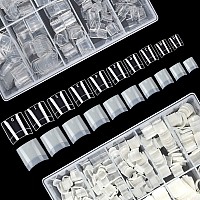 Febsnow 1000Pcs Nail Tips Acrylic Nails 10 Sizes Artificial Half Cover False Flake Nail Tips For Nail Salon Nail Shop Diy Nail A