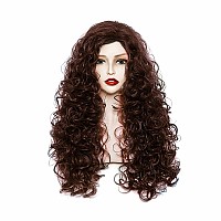 Rugelyss Long Wavy Wigs 28 Inches Natural Dark Brown Synthetic Kinky Curly Hair Wig For Women Or Cosplaydark Brown