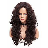 Rugelyss Long Wavy Wigs 28 Inches Natural Dark Brown Synthetic Kinky Curly Hair Wig For Women Or Cosplaydark Brown