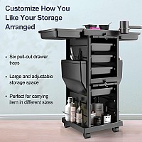 Ksalon Professional Locking Hair Salon Trolley Rolling Cart With 6 Drawe