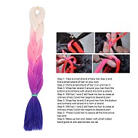 Ombre Braiding Hair Kanekalon Jumbo Braids Hair Synthetic Hair Extensions for Twist Braiding White Pink Purple Dark Blue Gradient Color