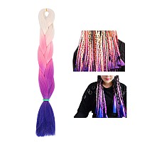 Ombre Braiding Hair Kanekalon Jumbo Braids Hair Synthetic Hair Extensions for Twist Braiding White Pink Purple Dark Blue Gradient Color