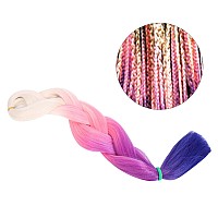 Ombre Braiding Hair Kanekalon Jumbo Braids Hair Synthetic Hair Extensions for Twist Braiding White Pink Purple Dark Blue Gradient Color