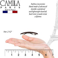 Camila Paris CP3075 French Hair Barrette Clip for Girls, Set of 2 Brown Rubberized Metal Clasp Strong Hold Grip Hair Clips for Women, No Slip Durable Styling Girls Hair Accessories, Made in France