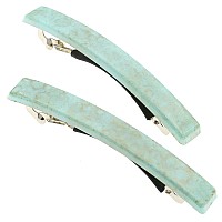 Camila Paris CP3072 French Hair Barrette Clip for Girls, Set of 2 Mint Rubberized Metal Clasp Strong Hold Grip Hair Clips for Women, No Slip Durable Styling Girls Hair Accessories, Made in France