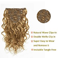 Anrosa Natural Wave Clip In Hair Extensions 20 Inch Thick 8A Human Hair Extensions For Women Brazilian Hair Extensions 27 Straw