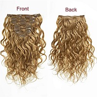 Anrosa Natural Wave Clip In Hair Extensions 20 Inch Thick 8A Human Hair Extensions For Women Brazilian Hair Extensions 27 Straw