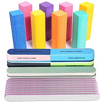 Fandamei Nail File And Buffer Professional Manicure Tools Kit 8Pcs Rectangular Nail Buffer Block 8Pcs Nail File 2Pcs 7 Way N