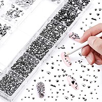 Nibiru 3830Pcs Mineral Black Multi Shapes Rhinestones Glass Diamonds Kit For Nail Art Jewels Decorationshiny Flatback Mix Size