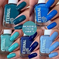 Eternal Blue Nail Polish Set for Women (OCEAN VIEW) - Green Nail Polish Set for Girls - Lasting & Quick Dry Non Toxic Nail Polish Kit for Home DIY Manicure & Pedicure - Made in USA, 13.5mL (Set of 5)