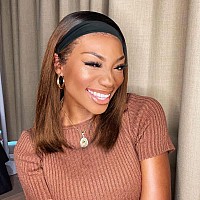 Headband Wigs For Black Women Ombre Wig 12Inch Synthetic Headband Wig 180 Density Short Bob Wig For Women More Colors Straight