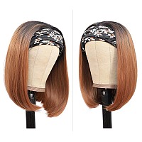 Headband Wigs For Black Women Ombre Wig 12Inch Synthetic Headband Wig 180 Density Short Bob Wig For Women More Colors Straight