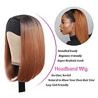 Headband Wigs For Black Women Ombre Wig 12Inch Synthetic Headband Wig 180 Density Short Bob Wig For Women More Colors Straight