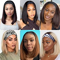 Headband Wigs For Black Women Ombre Wig 12Inch Synthetic Headband Wig 180 Density Short Bob Wig For Women More Colors Straight