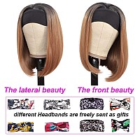 Headband Wigs For Black Women Ombre Wig 12Inch Synthetic Headband Wig 180 Density Short Bob Wig For Women More Colors Straight