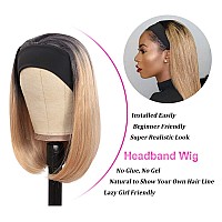 Headband Wigs For Black And White Women Blonde Wig Glueless Synthetic Short Bob Headband Wigs Heat Resistant Fiber 180 Density