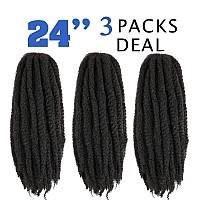 Ayana Marley Hair 24Inch Marley Twist Braiding Hair Marley Braiding Hair For Twists Crochet Hair 3 Packs Long Afro Kinky Synthetic Hair Extensions (24 inch-3 pack, 2#)