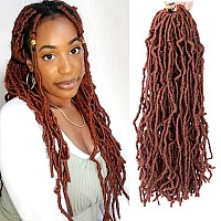 soft locs crochet hair 18 Inch 6 Packs copper red Curly Wavy Crochet Synthetic Braiding Hair Extensions Dreads Crochet for black women(18 inch, 350)