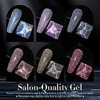 Born Pretty Reflective Glitter Gel Polish Gold Silver Glitter Sparkly Shiny Disco Dj Led Gel Nail Polish Nail Varnish 6Pcs 7Ml