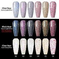 Born Pretty Reflective Glitter Gel Polish Gold Silver Glitter Sparkly Shiny Disco Dj Led Gel Nail Polish Nail Varnish 6Pcs 7Ml