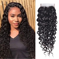 Odir 20 Inch Water Wave 4X4 Lace Closure Brazilian Human Hair 150 Density 9A 100 Unprocessed Wet And Wavy Hand Tied Swiss Lace