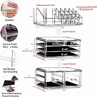 Cq Acrylic 3 Pack Clear Make Up Organizers For Vanitystackable 6 Drawers Make Up Organizercute Desk Organizer For Vanity Jewel