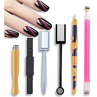 Silpecwee 6Pcs Nail Magnet Cat Eye Magnet For Nails Magnetic Nail Polish Pen Nail Design Kit Magnets Stick Manicure Magnetic Sta