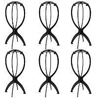 XINMEIFA 6 Pack Wig Stand Portable Wig Holder 14.2 Inches Wig Holder for Multiple Wigs (Black)