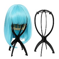 XINMEIFA 6 Pack Wig Stand Portable Wig Holder 14.2 Inches Wig Holder for Multiple Wigs (Black)