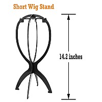 XINMEIFA 6 Pack Wig Stand Portable Wig Holder 14.2 Inches Wig Holder for Multiple Wigs (Black)