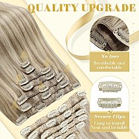 Ve Sunny Clip In Hair Extensions Human Hair 22 Inch Warm Blonde Highlight Medium Blonde Double Weft Full Head Human Hair 7 Pcs 1