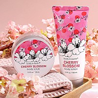 Bath And Body Gift Set For Women Cherry Blossom Scent With Spa Gift Box 5 Piece Home Spa Set Includes Shower Gel Body Scrub