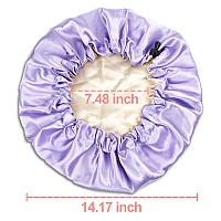 Chorha Satin Sleep Capdoublesided Adjustable Sleep Bonnetbonnet Cap For Sleep Purple