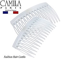 Camila Paris Cp3111 French Hair Side Comb Small Curved White French Twist Hair Combs Decorative Strong Hold Hair Clips For Wo