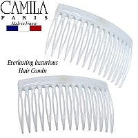 Camila Paris Cp3111 French Hair Side Comb Small Curved White French Twist Hair Combs Decorative Strong Hold Hair Clips For Wo